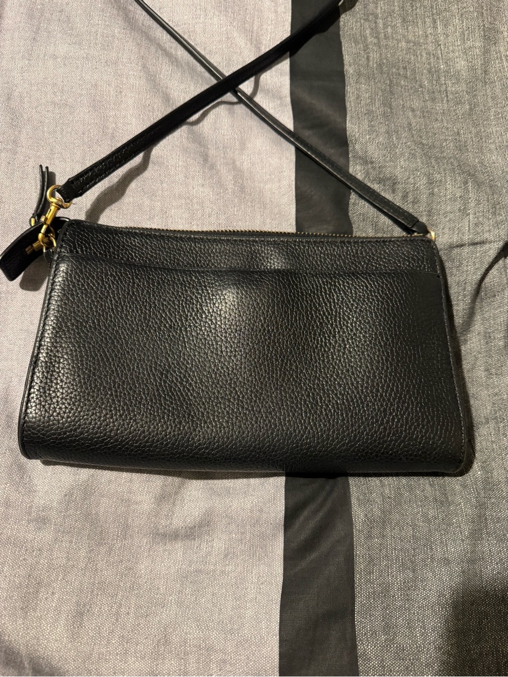 Tory Burch Black Pebbled Leather Logo Crossbody - Picture 2 of 16
